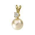 14K Yellow 7mm Cultured Pearl & .10 CTW Diamond Round Pendant